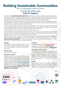 Building Sustainable Communities Call for Papers The 5 ITU Kaleidoscope academic conference
