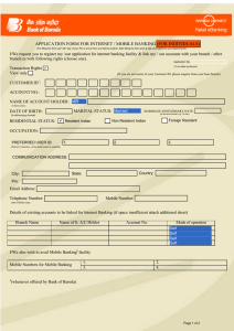APPLICATION FORM FOR INTERNET / MOBILE BANKING (FOR INDIVIDUALS)