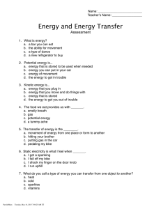 Energy and Energy Transfer Assessment