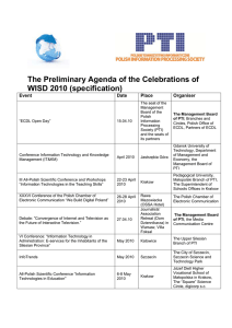 The Preliminary Agenda of the Celebrations of WISD 2010 (specification)  Event