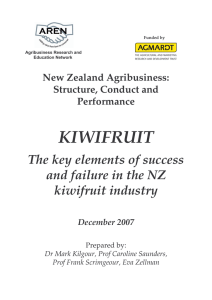 KIWIFRUIT The key elements of success and failure in the NZ