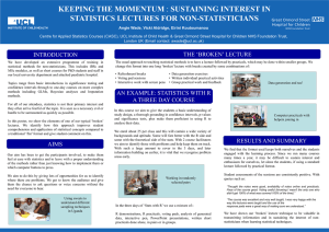KEEPING THE MOMENTUM STATISTICS LECTURES FOR NON-STATISTICIANS
