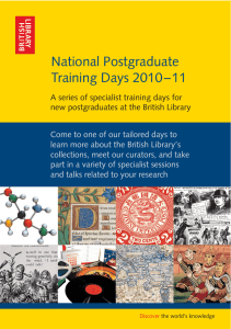 National Postgraduate Training Days 2010 –11