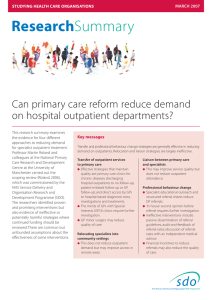 Research Summary Can primary care reform reduce demand on hospital outpatient departments?