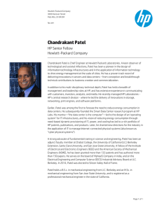 Chandrakant Patel HP Senior Fellow Hewlett-Packard Company