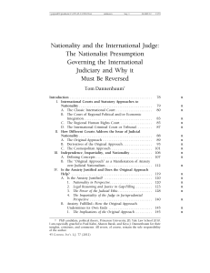 Nationality and the International Judge: The Nationalist Presumption Governing the International