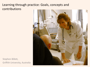 Learning through practice: Goals, concepts and contributions Stephen Billett, Griffith University, Australia