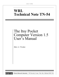 WRL Technical Note TN-54 The Itsy Pocket Computer Version 1.5