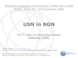 USN in NGN ITU-T work on Ubiquitous Sensor Networks (USN)