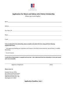 Application for Mavis and Sidney John Palmer Scholarship
