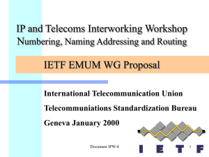 IP and Telecoms Interworking Workshop N IETF EMUM WG Proposal