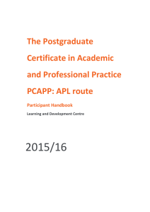 2015/16 The Postgraduate Certificate in Academic and Professional Practice