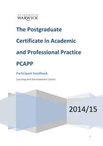 2014/15 The Postgraduate Certificate in Academic and Professional Practice