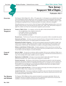 New Jersey Taxpayers’ Bill of Rights Publication ANJ–1 About New Jersey Taxes