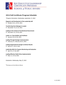 2014 Fall Certificate Program Schedule