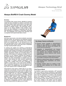Abaqus Technology Brief Abaqus BioRID-II Crash Dummy Model