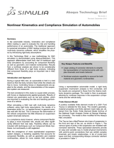 Abaqus Technology Brief Nonlinear Kinematics and Compliance Simulation of Automobiles