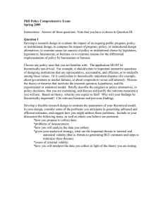 PhD Policy Comprehensive Exam Spring 2009  Question I