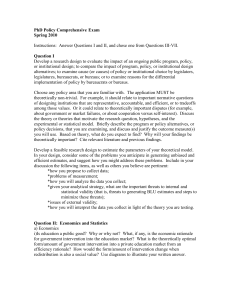 PhD Policy Comprehensive Exam Spring 2010  Question I