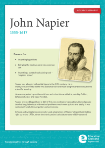 John Napier 1555-1617 Famous for: