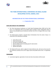 THE THIRD INTERNATIONAL CONFERENCE ON SMALL ISLAND DEVELOPING STATES, SAMOA, 2014