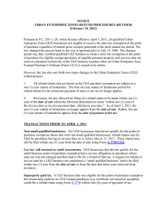 NOTICE URBAN ENTERPRISE ZONES REFUND PROCEDURES (REVISED) (February 10, 2012)
