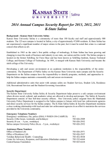 2014 Annual Campus Security Report for 2013, 2012, 2011 K-State Salina