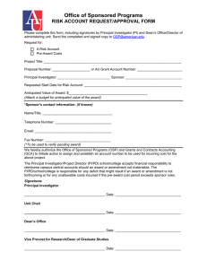Office of Sponsored Programs RISK ACCOUNT REQUEST/APPROVAL FORM