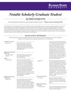 Notable Scholarly Graduate Student ACHIEVEMENTS Volume 6, Issue 2, December 2015