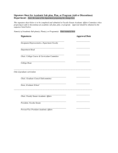 Signature Sheet for Academic Sub plan, Plan, or Program (Add... Department: