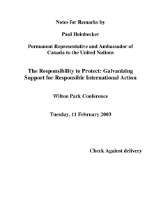 Notes for Remarks by  Paul Heinbecker Permanent Representative and Ambassador of