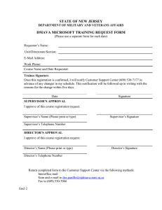 STATE OF NEW JERSEY DMAVA MICROSOFT TRAINING REQUEST FORM