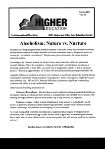 ruHm Alcoholism: Nature vs. Nurture NUCATION