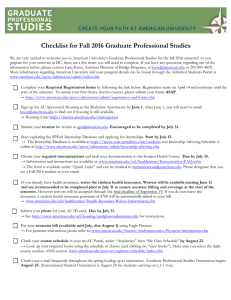 Checklist for Fall 2016 Graduate Professional Studies