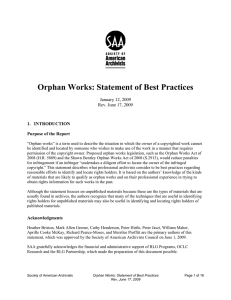 Orphan Works: Statement of Best Practices  January 12, 2009