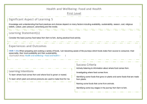 Health and Wellbeing: Food and Health  Significant Aspect of Learning 5