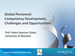 Global Personnel: Competency Development, Challenges and Opportunities