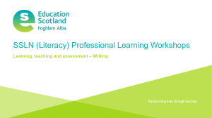 SSLN (Literacy) Professional Learning Workshops – Writing Learning, teaching and assessment