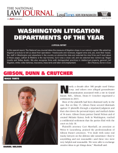 washington Litigation DEPaRtMEnts oF thE YEaR news from washington