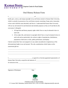 | Oral History Release Form Chapman Center for Rural Studies