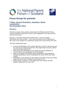 Focus Group for parents 7-9pm, Council Chambers, Hamilton, North Lanarkshire