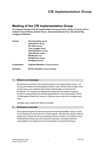 CfE Implementation Group Meeting of the CfE Implementation Group
