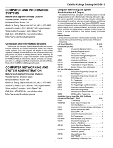 COMPUTER AND INFORMATION SYSTEMS Computer Networking and System Administration A.S. Degree