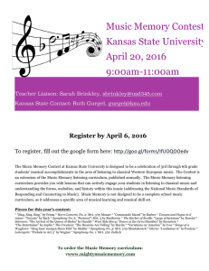 Music Memory Contest Kansas State University April 20, 2016 9:00am-11:00am
