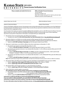 2015-2016 Parent Income Verification Form  Please complete and submit this form to: