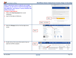 Workflow Owner Subcontract Invoice Steps in DocuSign