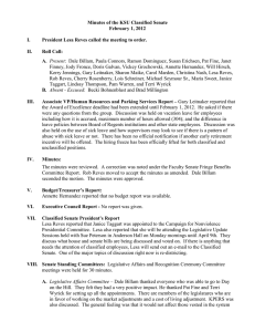 Minutes of the KSU Classified Senate February 1, 2012  I.