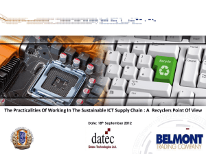 The Practicalities Of Working In The Sustainable ICT Supply Chain :... Date: 18 September 2012 th