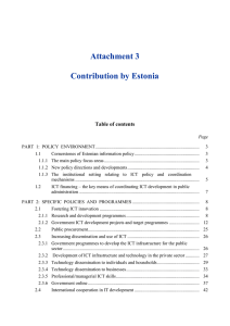 Attachment 3 Contribution by Estonia Table of contents