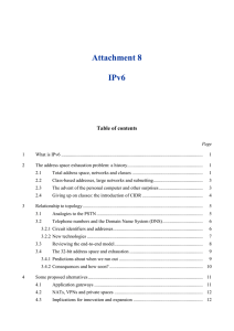 Attachment 8 IPv6 Table of contents